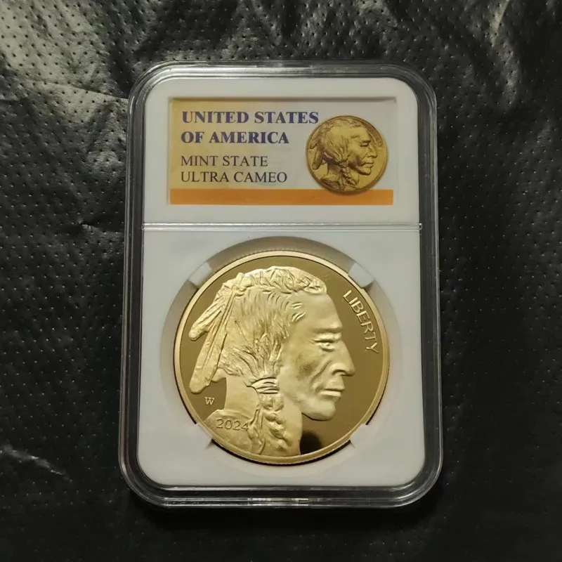 Limited Edition 2024 Non-currency Coin Liberty Indian Commemorative 24K Gold Plated American Coin Badge of Honor