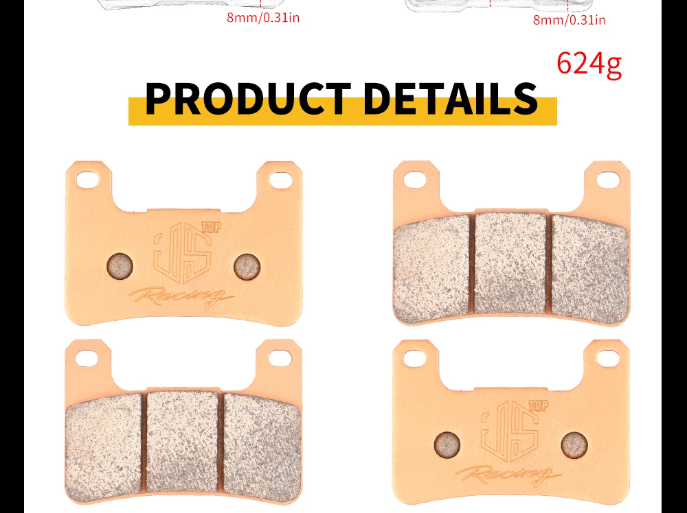 JSRAOIMG Sintermetall-Bremsbeläge (vorne & hinten) für Suzuki GSXR600, GSXR750, GSXR1000 (Modelle K4, K5, K6; Baujahre 2004–2006) – Detail 23