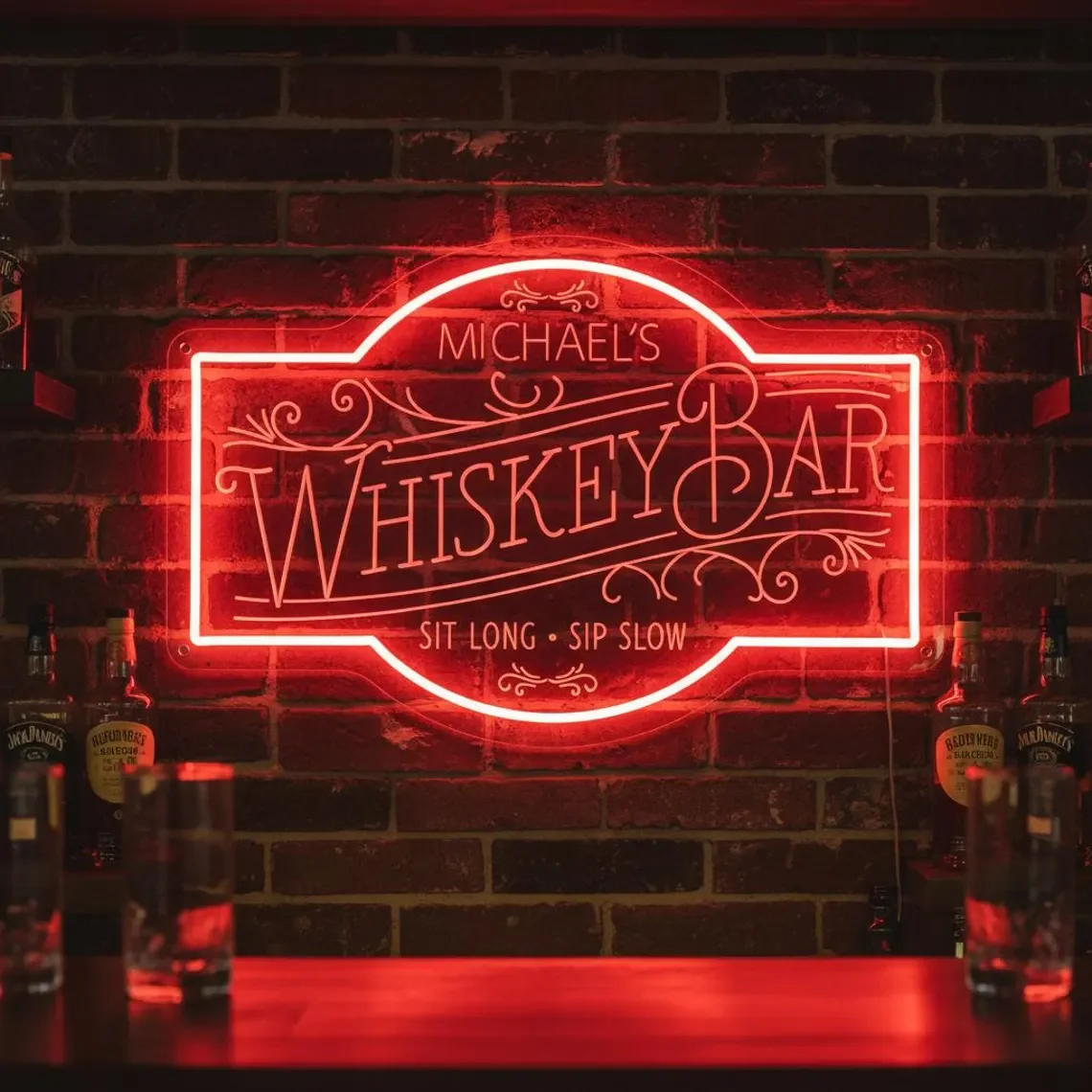 Personalized Name Whisky Bar Neon Sign Man Cave Decor image 5