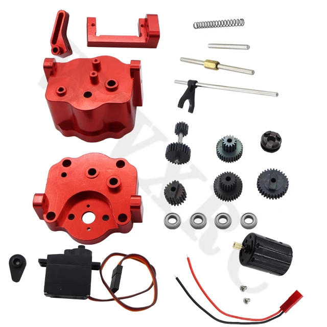 WPL / MN Series 1/12 Scale RC Car Full Metal 2-Speed Transmission Gearbox Kit With Servo - Red