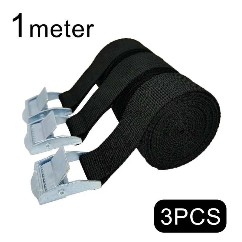 Cargo Tie Down Strap 3pcs 1m*25mm Tie Down Strap Strong Ratchet Belt Luggage Bag Cargo Lashing With Metal Buckle Heavy Duty Belt Zinc Alloy Buc