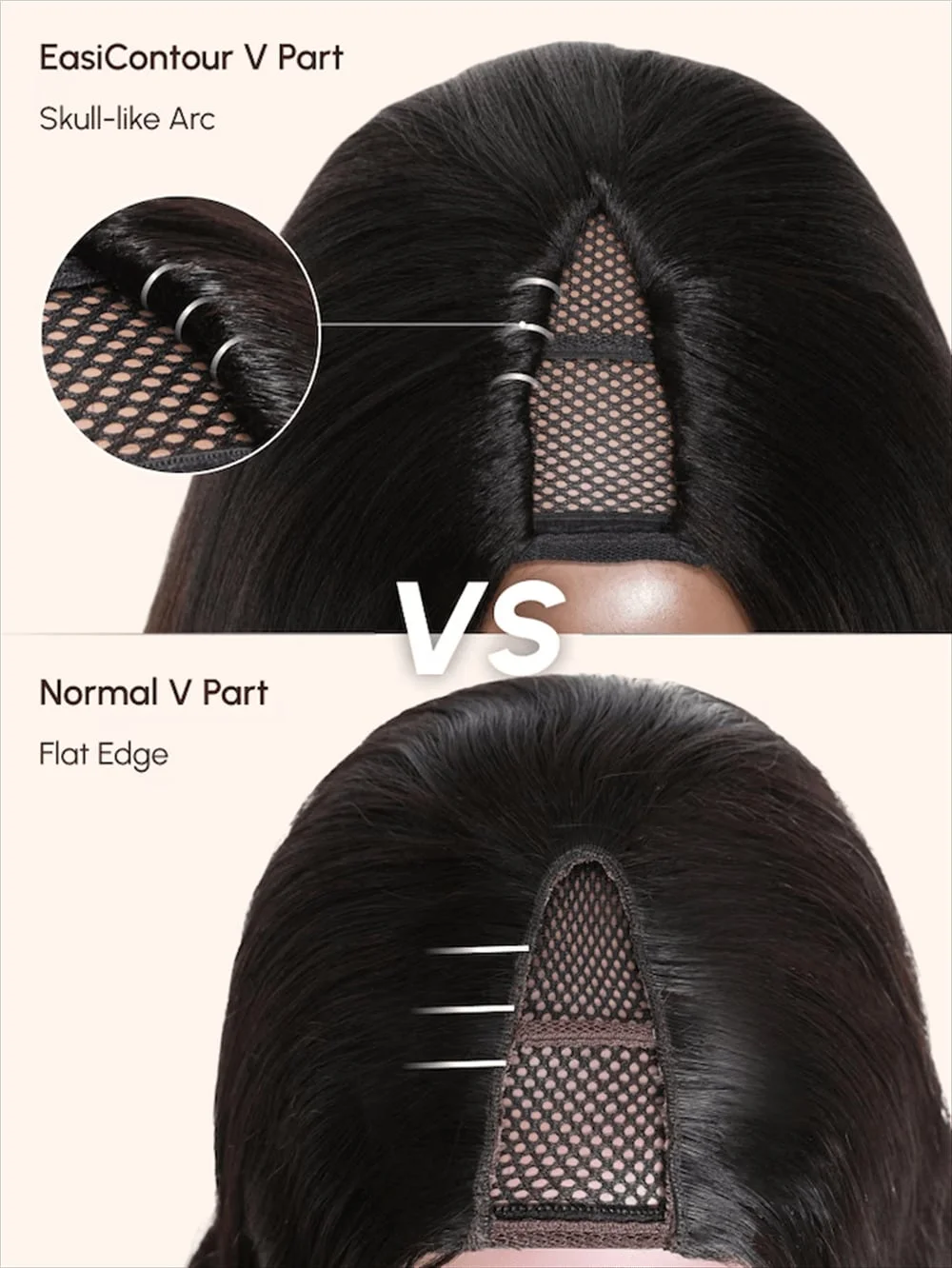 Nadula 헤어 킨키 컬리 V 파트 가발, 인모, 접착제 없음, V 모양 가발, 브라질 헤어, U 파트 가발, 여성 덩어리 없음