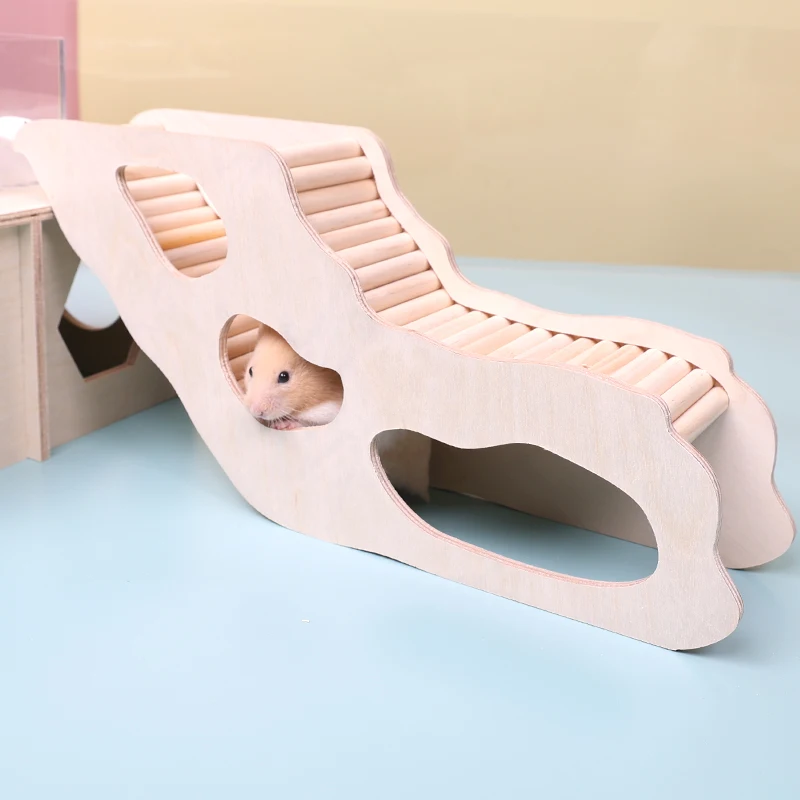 Wooden Hamster Under-ground Hiding Tunnel Climbing Ladder Hamsters Gerbils Mouse Small Pets Playing House hamster climbing toy hamster toy pet toys