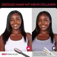 Brosse lissante ionique TYMO RING PLUS anti-brûlure pour femmes, revêtement en titane, 9 réglages de température, écran LED 2