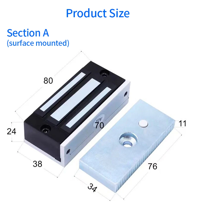 DC12V 60KG 130Lbs Holding Force Mini Access Control Electric Magnetic Lock Side
