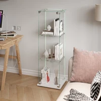 Rosahqnda Однодверная стеклянная витрина с 5 полками, черные шкафы Curio для гостиной, спальни, офиса, витрины для коллекции — изображение 5