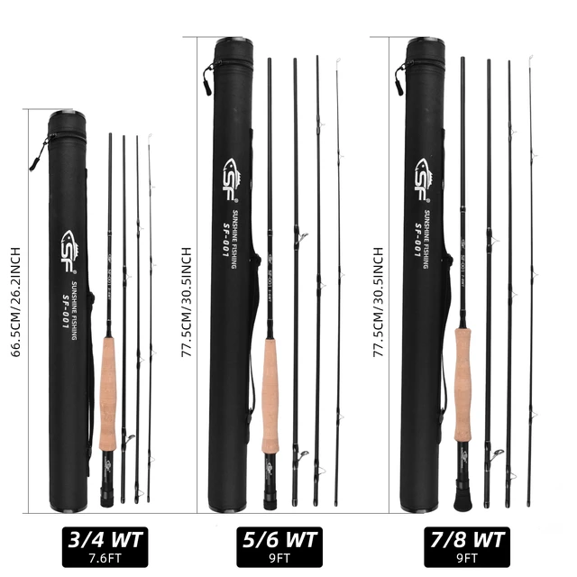 SF Fly Fishing Rod with Straight Rod Bag 4 Piece 7.6FT 9FT 3/4/5/