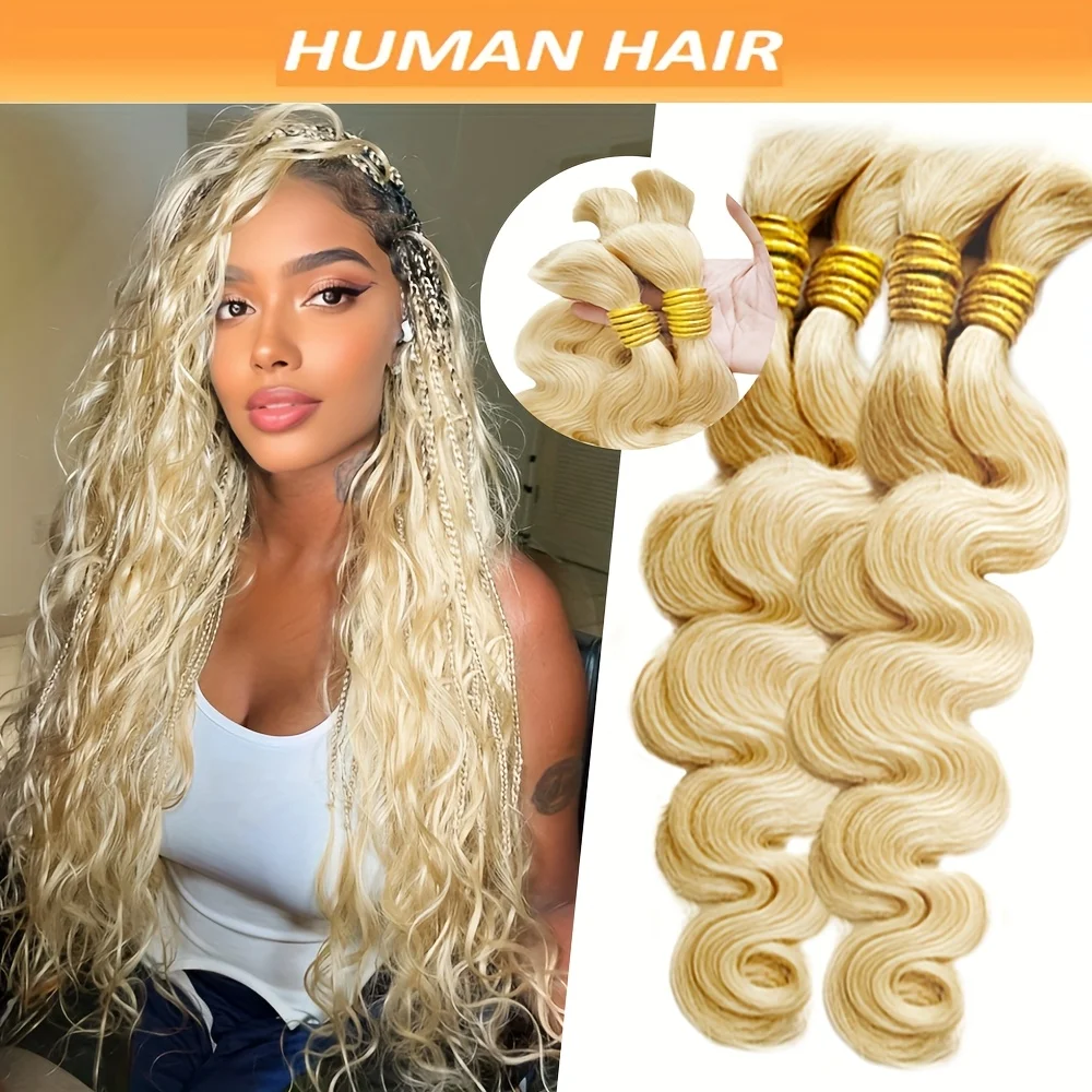 Braiding Hair Straight 613# Hair Bulk For Braiding No Weft Brazilian Virgin 100% Human Hair Extensions Micro Human Braiding Hair 1