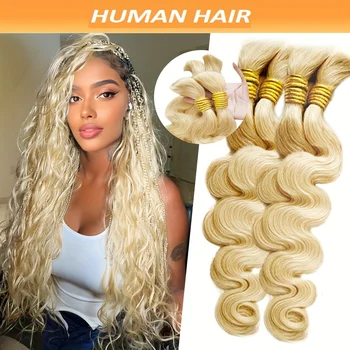 Braiding Hair Straight 613# Hair Bulk For Braiding No Weft Brazilian Virgin 100% Human Hair Extensions Micro Human Braiding Hair 1