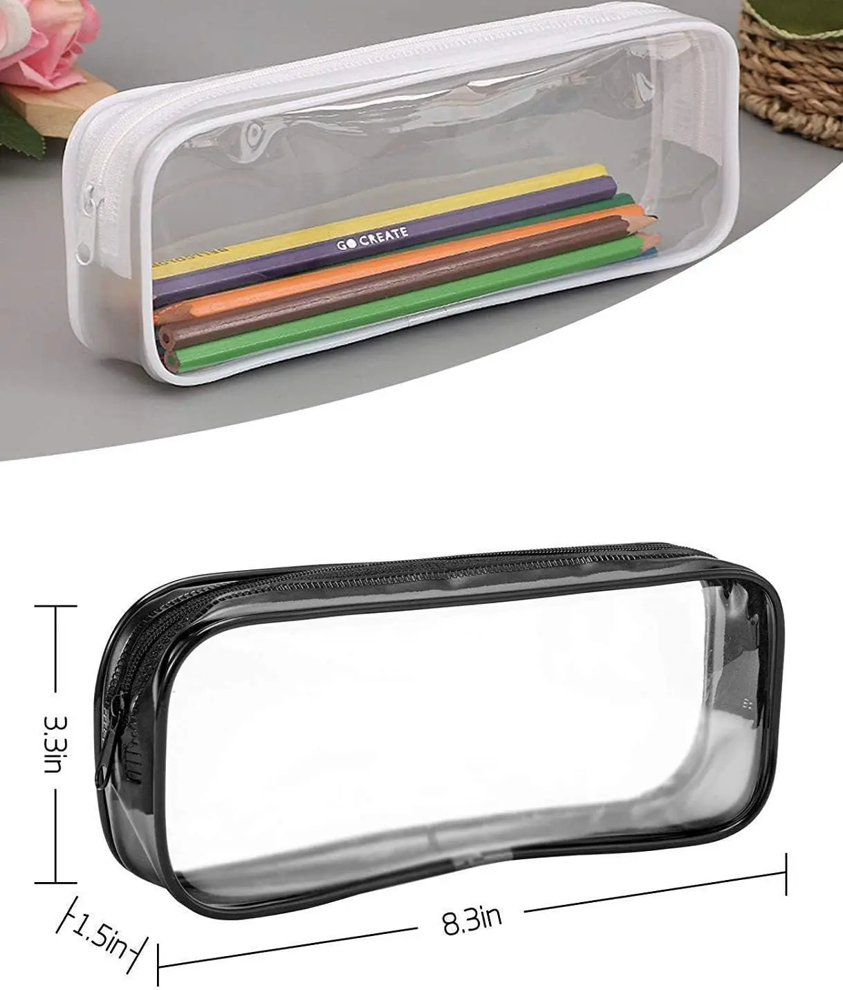 Clear Pencil Bag, Clear Toiletries Bag Clear Exam Pen Pencil Case