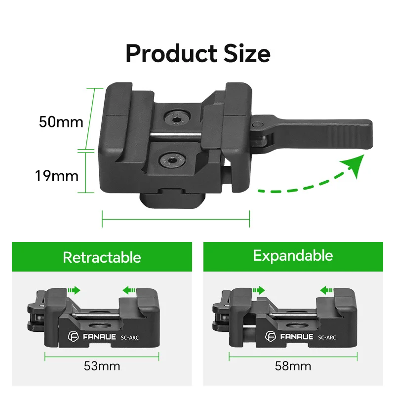 FANAUE Quick Release Clamp Bipod Adapter Mount Compatible Arca Swiss/RRS Dovetail to Picatinny for Bipod Tripod