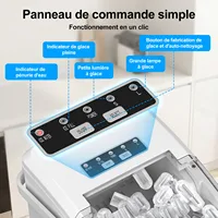 LOEFME Machine à Glaçons Portable 12kg/24h 8 Glaçons en 6-13 Min Auto-Nettoyante LED avec Taille de Glaçons Réglable Réservoir d’Eau 0,8L 6
