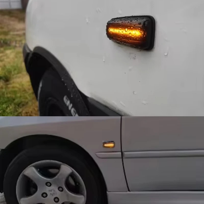 2Pcs Dynamic Side Marker Light Turn Signal Lamp LED Flashing For Peugeot 306 106