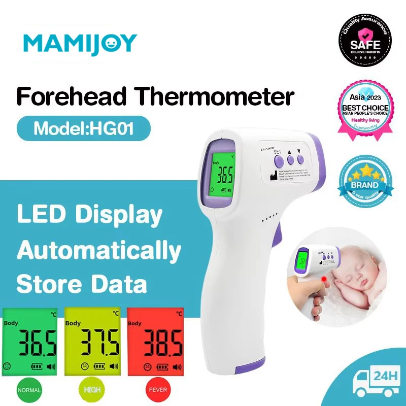 Forehead Thermometer MAMIJOY LCD Non Contact Infrared For Baby Adults