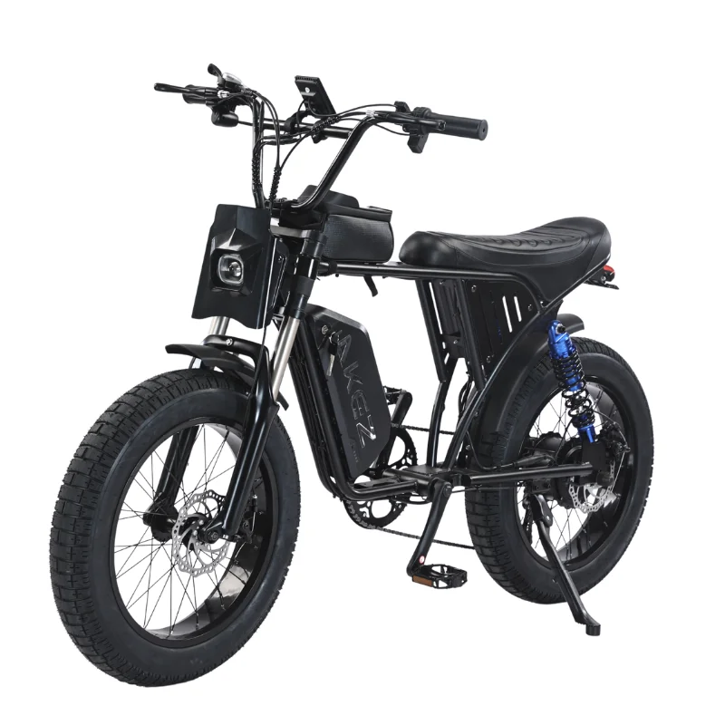 US Warehouse AKEZ X7 Retro 48V 750W Fat Tire Electric Bike, 18.2Ah Battery, Dual Suspension, 30mph Long Range E-Bike 4