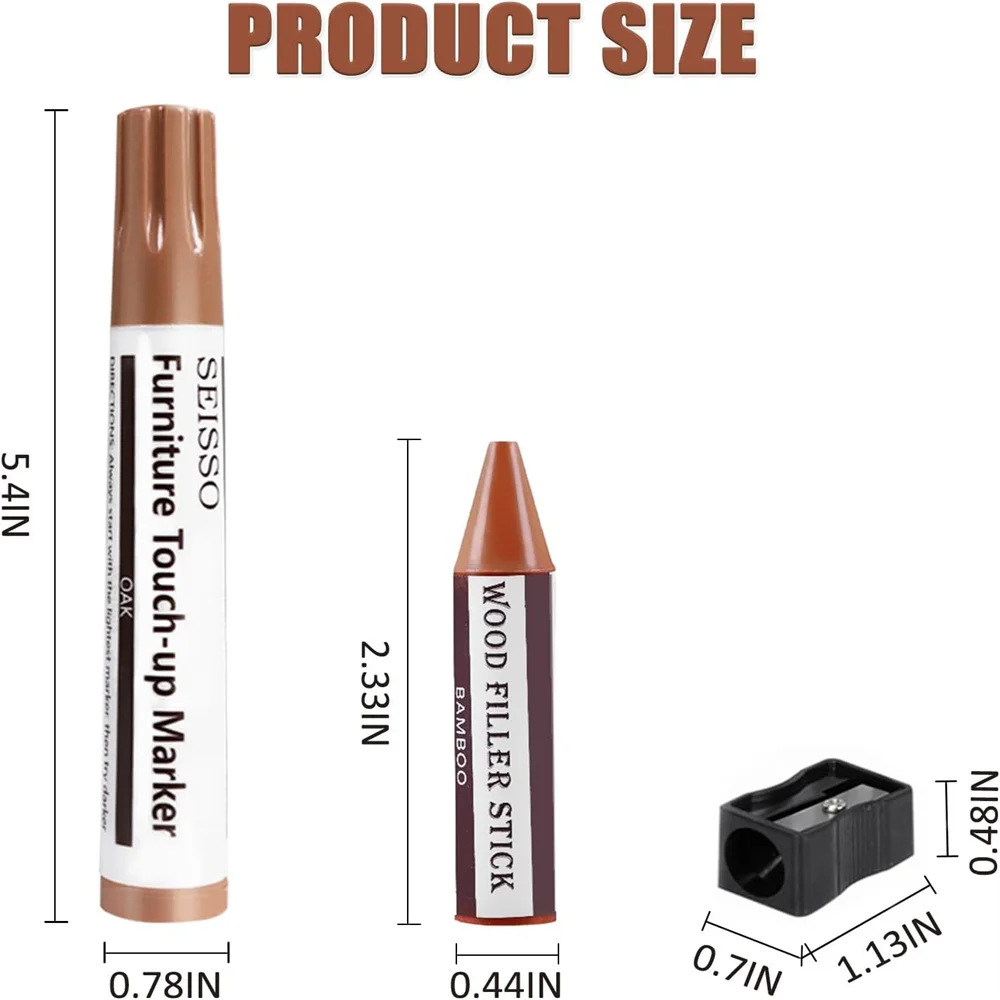 SEISSO Furniture Repair Kit 18 Colors Touch Up Markers and Wood Filler Sticks with Wood Polish Wax for Wooden Table Cabinet