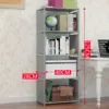 4-Tier Bookcase Wall Bookshelf Leaning Wall Shelf Shelving Ladder Storage Home Metal &Woven Fabric Grey Strong Bearing Capacity 3