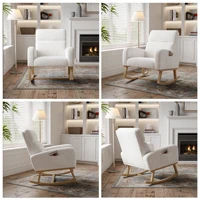 Современное кресло-качалка ROSAHQNDA, кресло для кормления, мягкое кресло-качалка с подставкой для ног, мягкое кресло с подлокотниками и боковым карманом — изображение 4