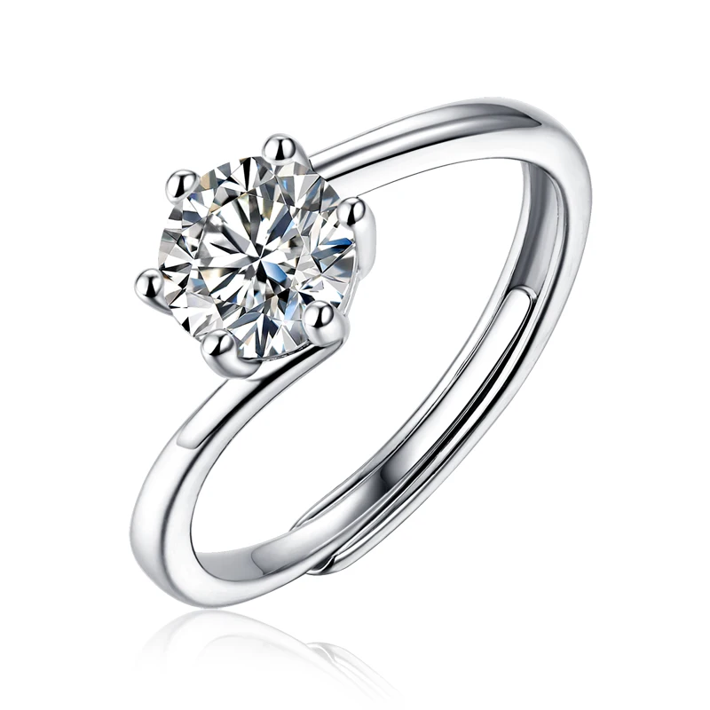 

Real Moissanite 0.5CT D Color VVS Classic 6 Prongs Engagement Rings for Women 925 Silver Girls Finger Ring