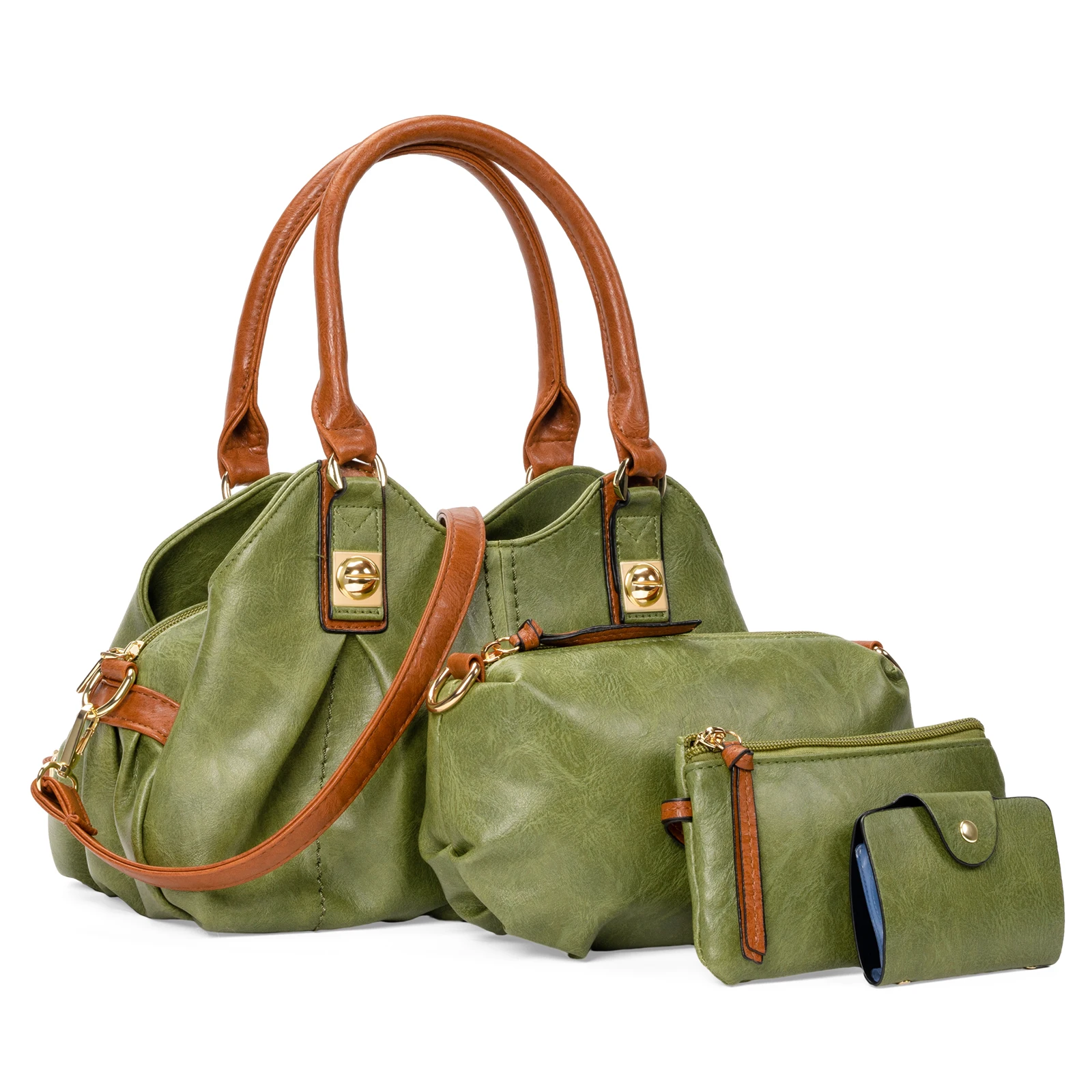 

MOLSHINE 4pcs Fashion Vegan Leather Handbags Set, Tote Bag, Shoulder Bag,Top Handle, Card Purse for Women Girl Lady HB013