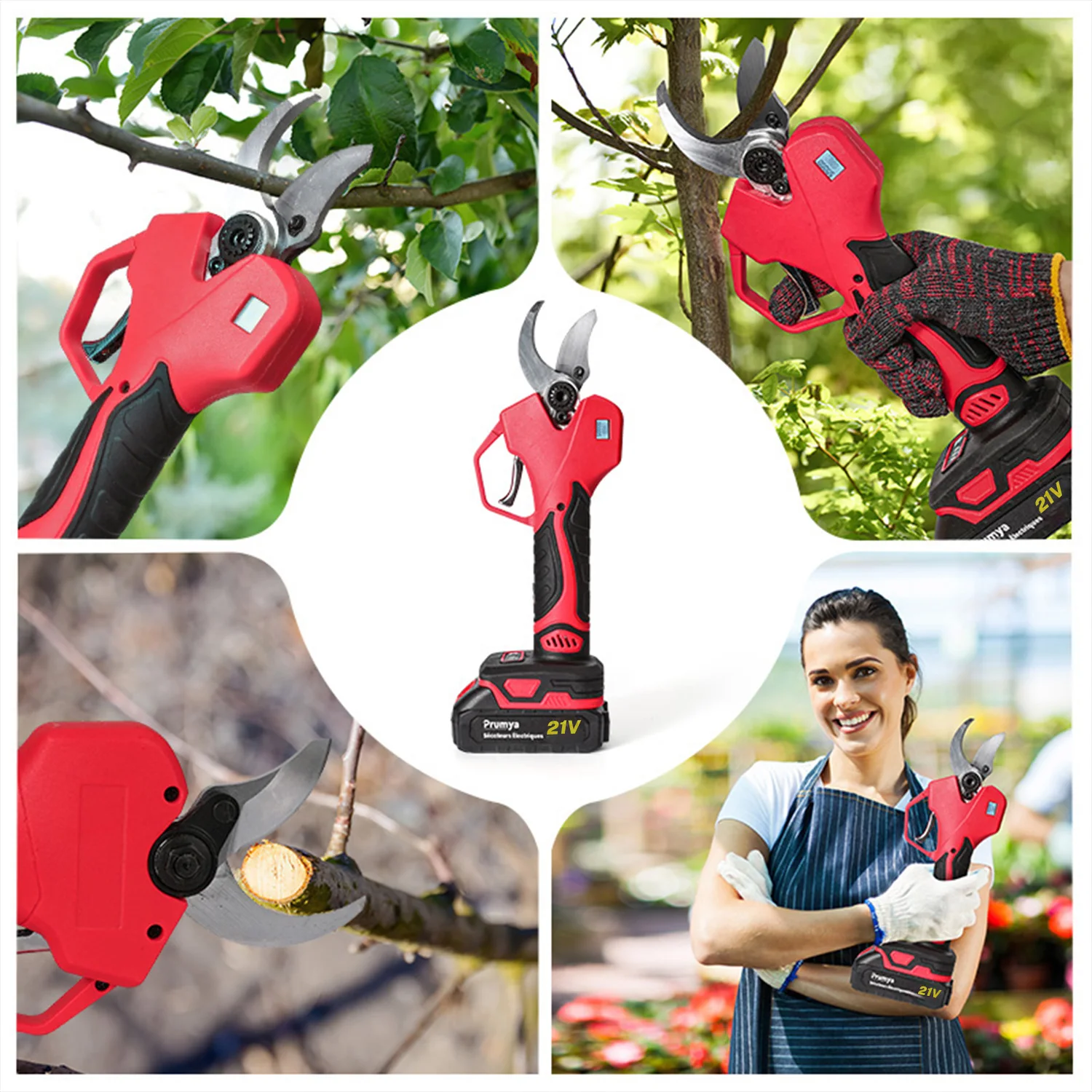21V kabellose elektrische Gartenschere 1000W bürstenlose Heckenschere 4/5cm dicker Ast Obstbaum Beschneidungswerkzeug Gartengerät – Detail 6