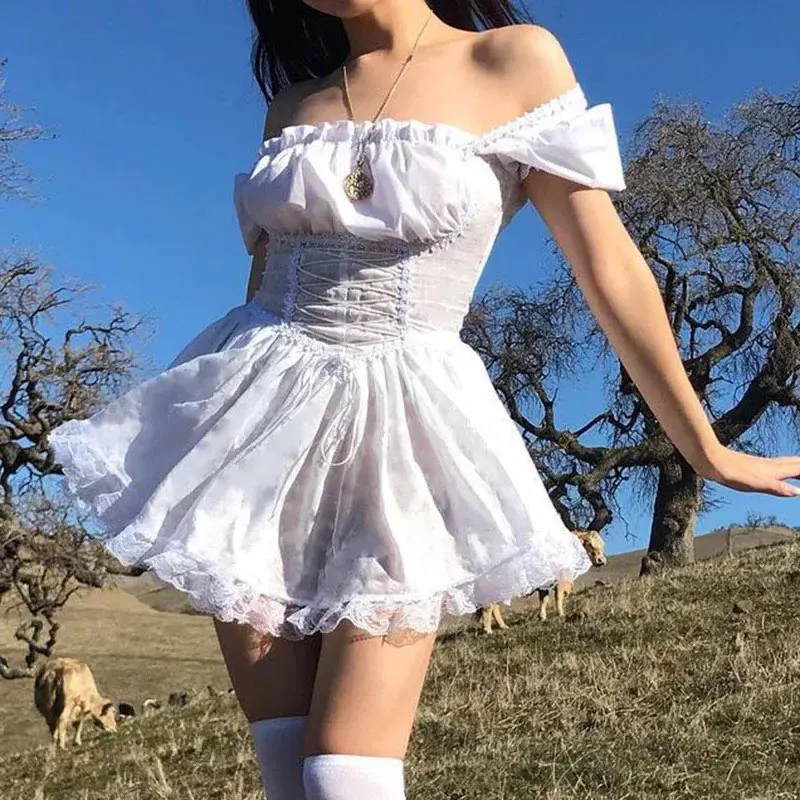 Lolita Cute Princess Dress | Gothic Lace Puff Sleeve Mini Dress