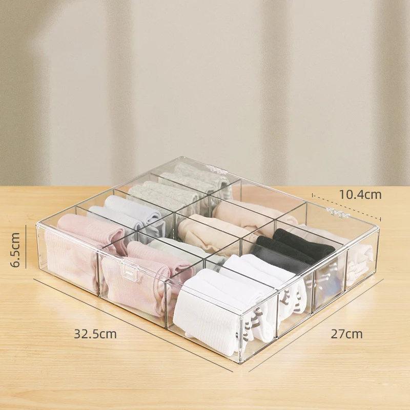 4/8 Grids Clear Acrylic Organizer Underwear Socks Drawer Storage