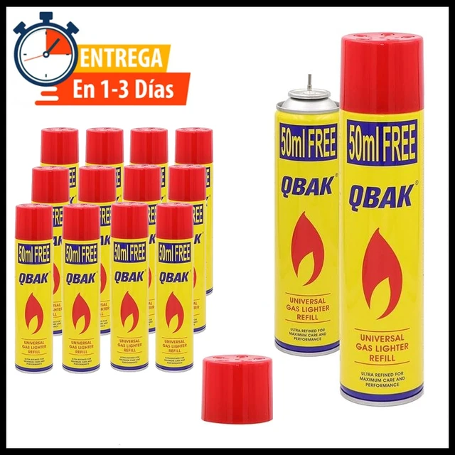 Tradineur - Cargador de gas para encendedor 300 ml con adaptadores, bombona de  gas mechero, botella de gas azul, rellenar mecher