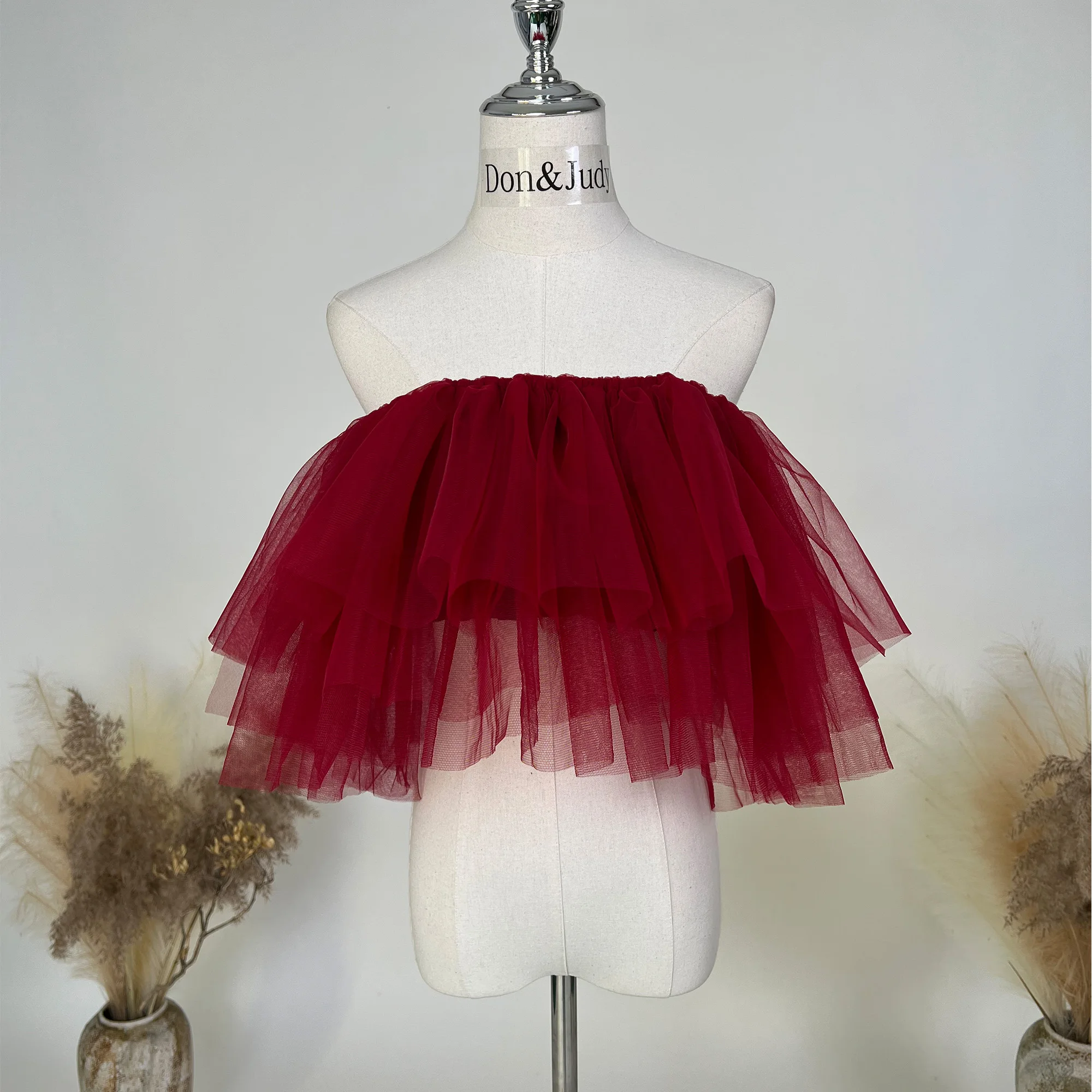 

Don&Judy Tulle Off Shoulder Maternity Photography Pullover Cape Strapless Top And Skirt Party Prom Pregnancy Women Photoshooting