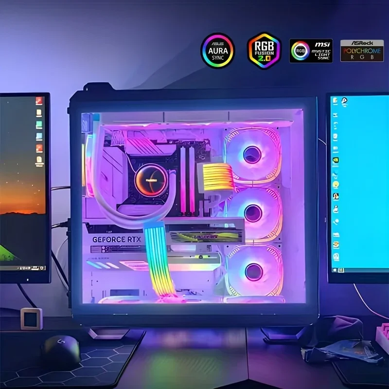 PC 전원 공급 장치용 ARGB 싱크 보드, 24핀 GPU 그래픽 카드, 8핀 케이블 및 섀시 조명 네온 케이블, ARGB LED 스트립