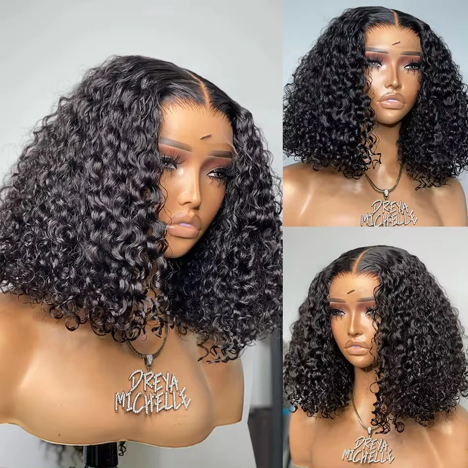 Brazilian Short Bob Wig 13x4 Lace Frontal Human Hair Wig Deep Curly 4x4 Transparent Lace Front Water Curly Closure For Women