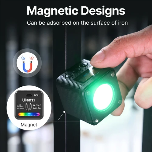 Ulanzi L2 RGB 미니 COB 비디오 카메라 라이트 DSLR 카메라용, 디밍 가능, 360 ° 풀 컬러 라이트, 디퓨저, 벌집 사진 3