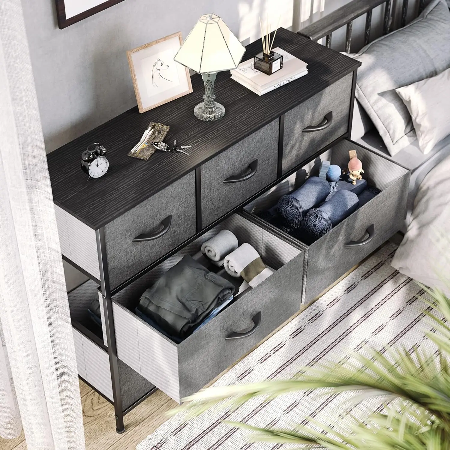 HEFPTURE 7-Drawer Storage Organizer, 3 Small& 4 Large Fabric Drawers, Durable Steel Frame, Versatile Storage for Bedroom 3