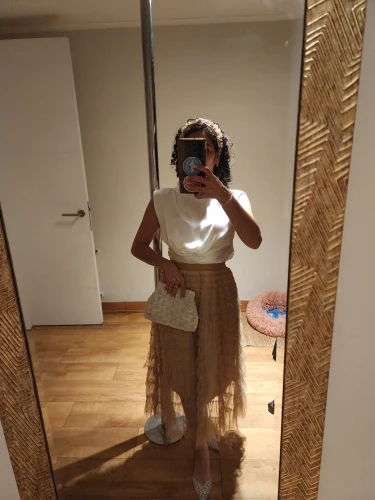 HOUZHOU Solid Multilayer Ruffle Mesh Skirt Women Boho High Waist Long Maxi Tulle Skirt Spring Summer Party Women's Clothing photo review