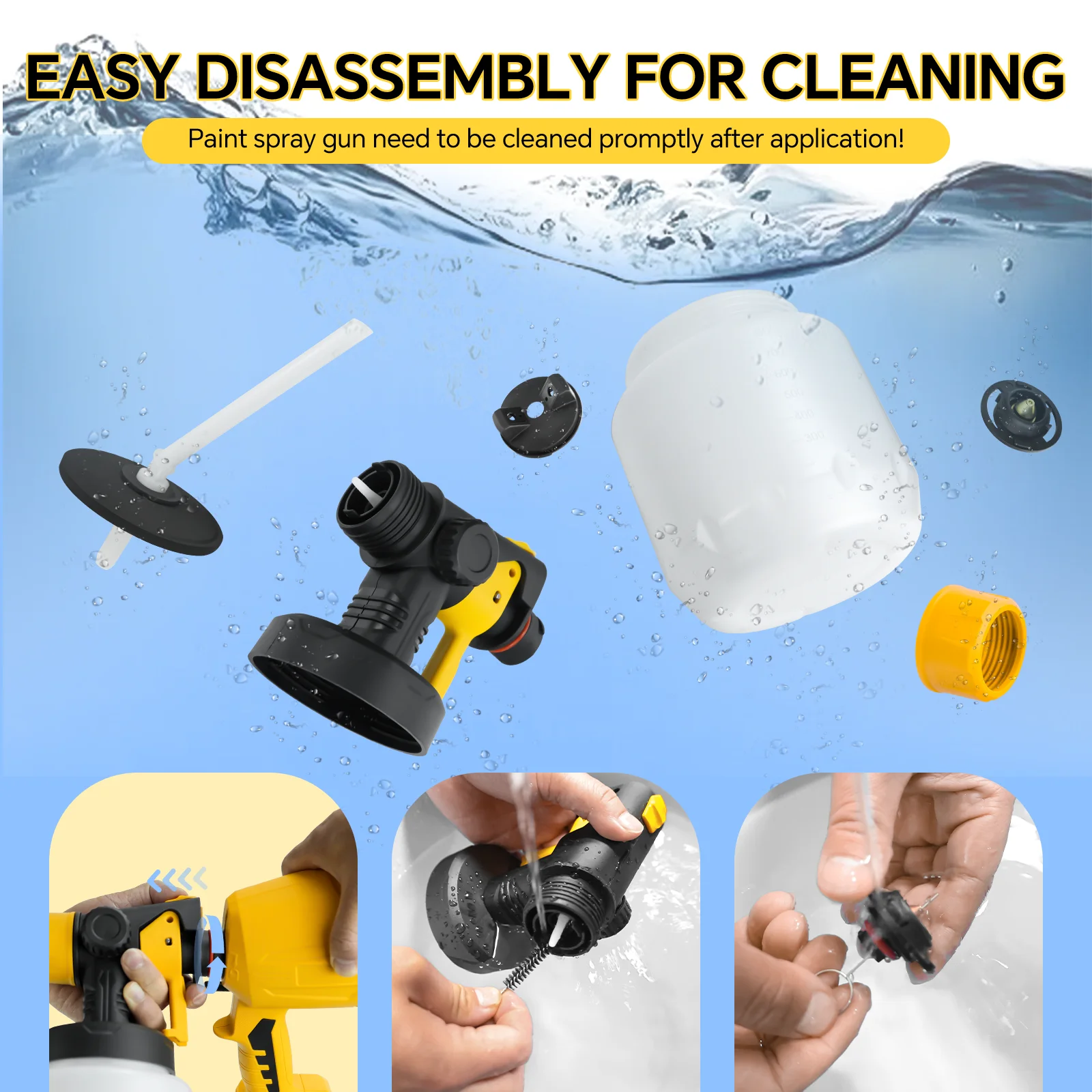 800ML Electric Spray Gun Cordless Paint Sprayer Auto Furniture Cabinets House Pa