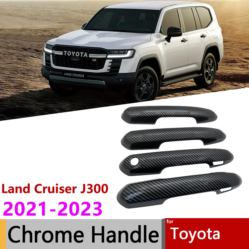 

Black Carbon Fiber Exterior Door Handle For Toyota Land Cruiser 300 J300 Lexus LX J310 2021~2023 Car Parts Accessories Stickers
