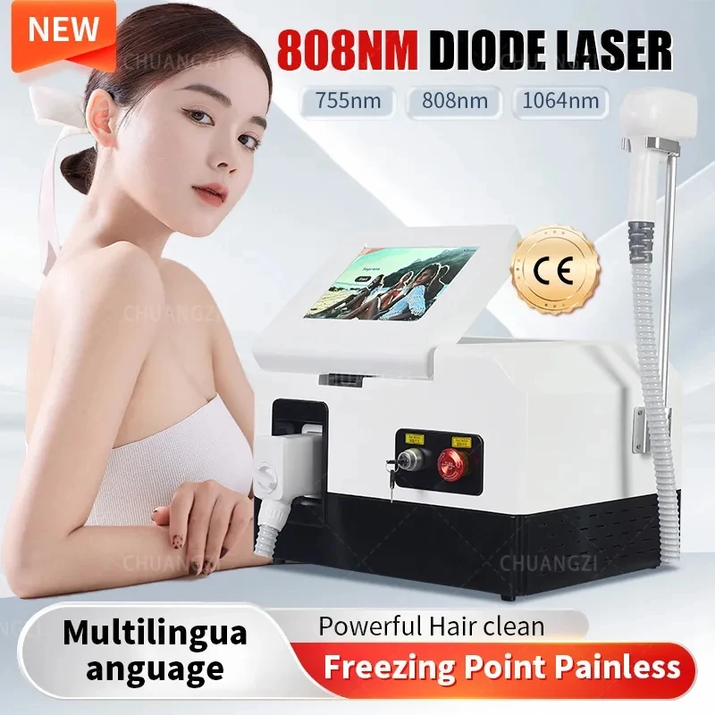 

Professional Diode Ice Titanium Laser Body Hair Removal Machine 2024 Portable 808 755 Alexandrite Device 4 waves IPL Permanent