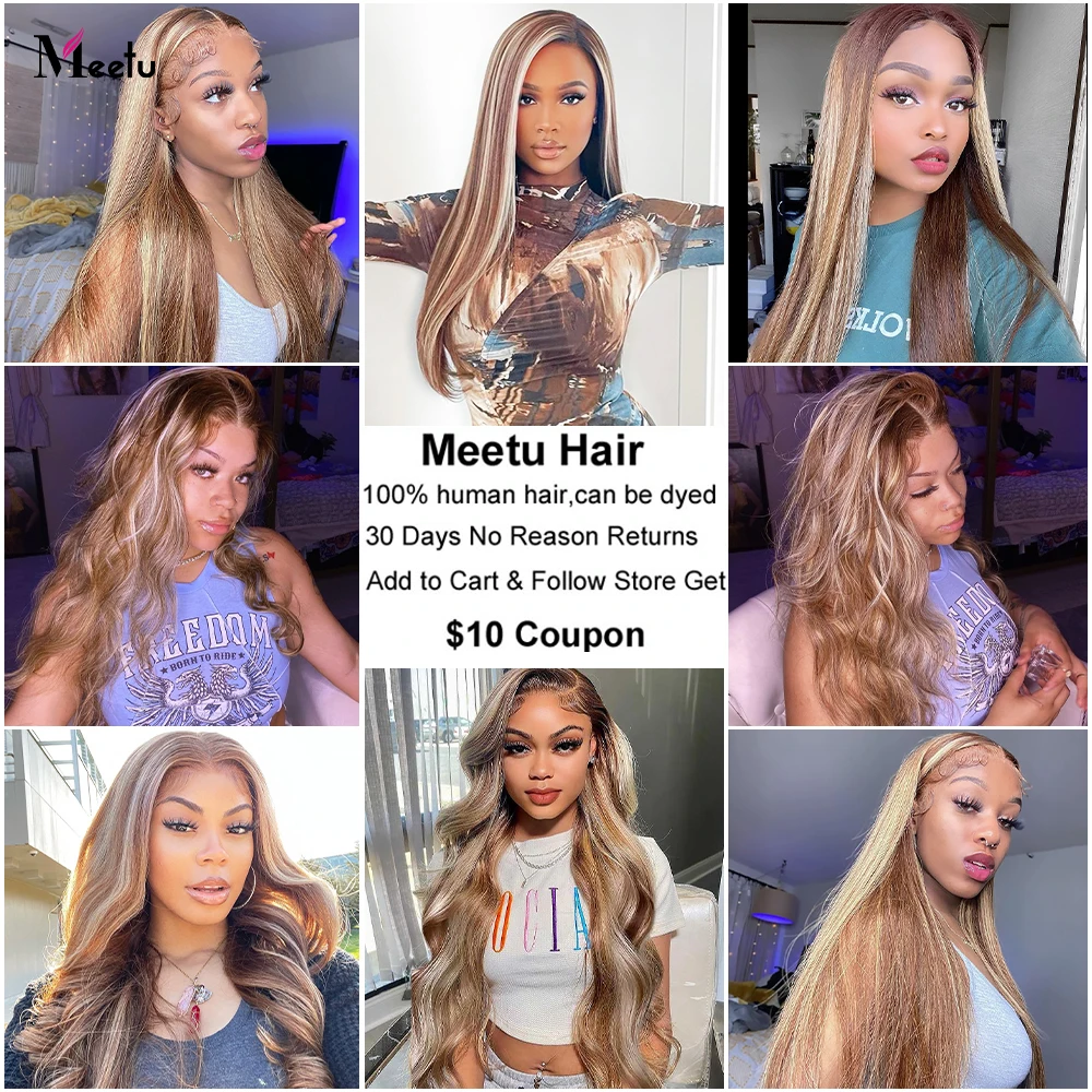 Honey Blonde Brown Lace Front Human Hair Wigs Pre Plucked Straight Lace Front Wig Human Hair Wigs For Women 613 Lace Frontal Wig