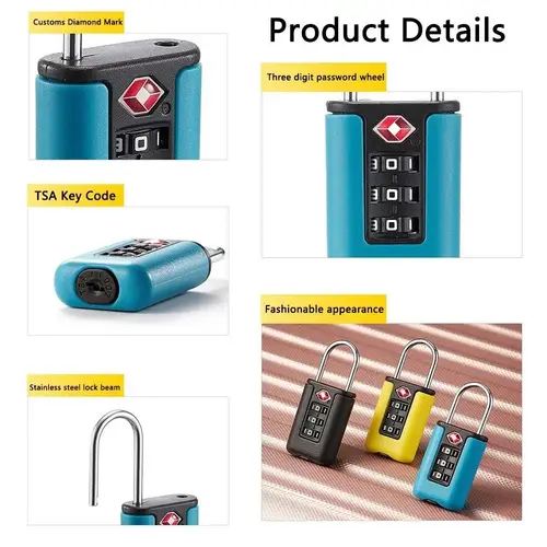 RAYKUBE Mini Portable Customs 3 Digit Combination Padlock Digital Luggage Password Mechanical black Lock For Box/Cabinet/Drawer - Image 3