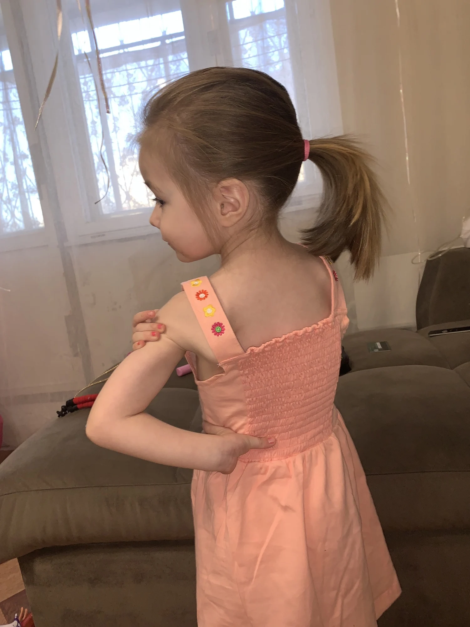 Girls Strappy Pink Embroidered Dress – 2-7 Years photo review