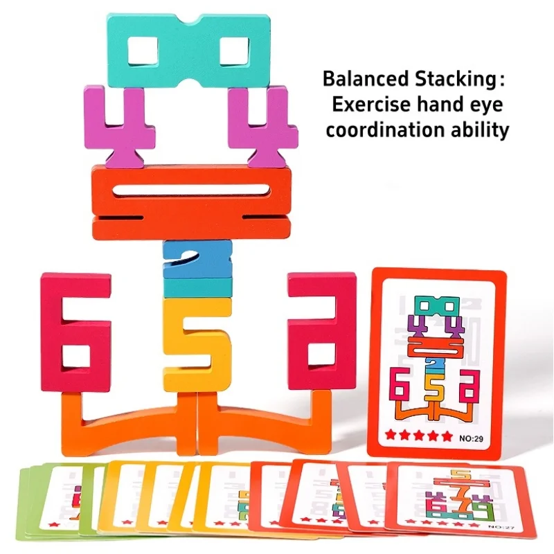 Math Toys Montessori Math Toys Wooden Number Stacking Building Blocks Digital Balance Toy Preschool Learning Number Toy For Kids Gifts math toys building blocks toys educational toys teaching aids toys