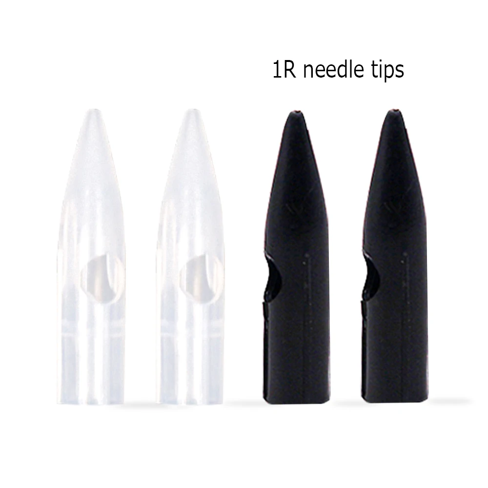 50pcs 1R Needle Tips Transparent/ Black Permanent Makeup Eyebrow and Lip Mosaic/Dragon/Merlin Tattoo Machine Needle Caps