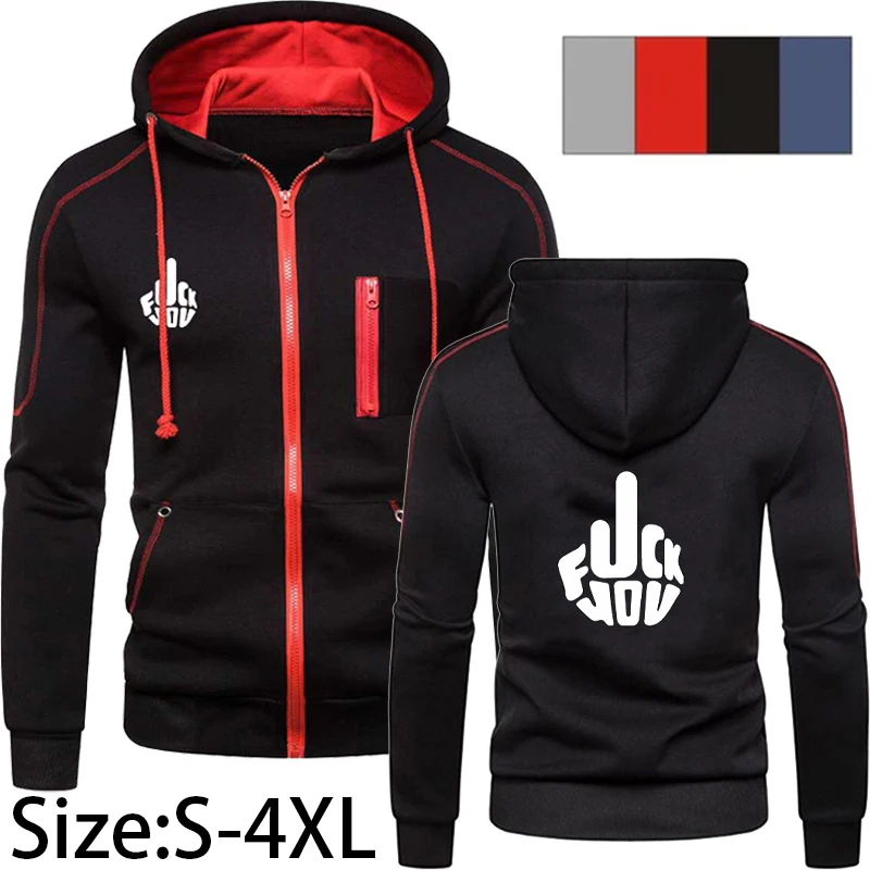 New Printed Causal Mens Zipper Jackets Spring Autumn Motorcycle Racing Hoodies Outdoor Men Hooded Coat 4 Colors S-4XL