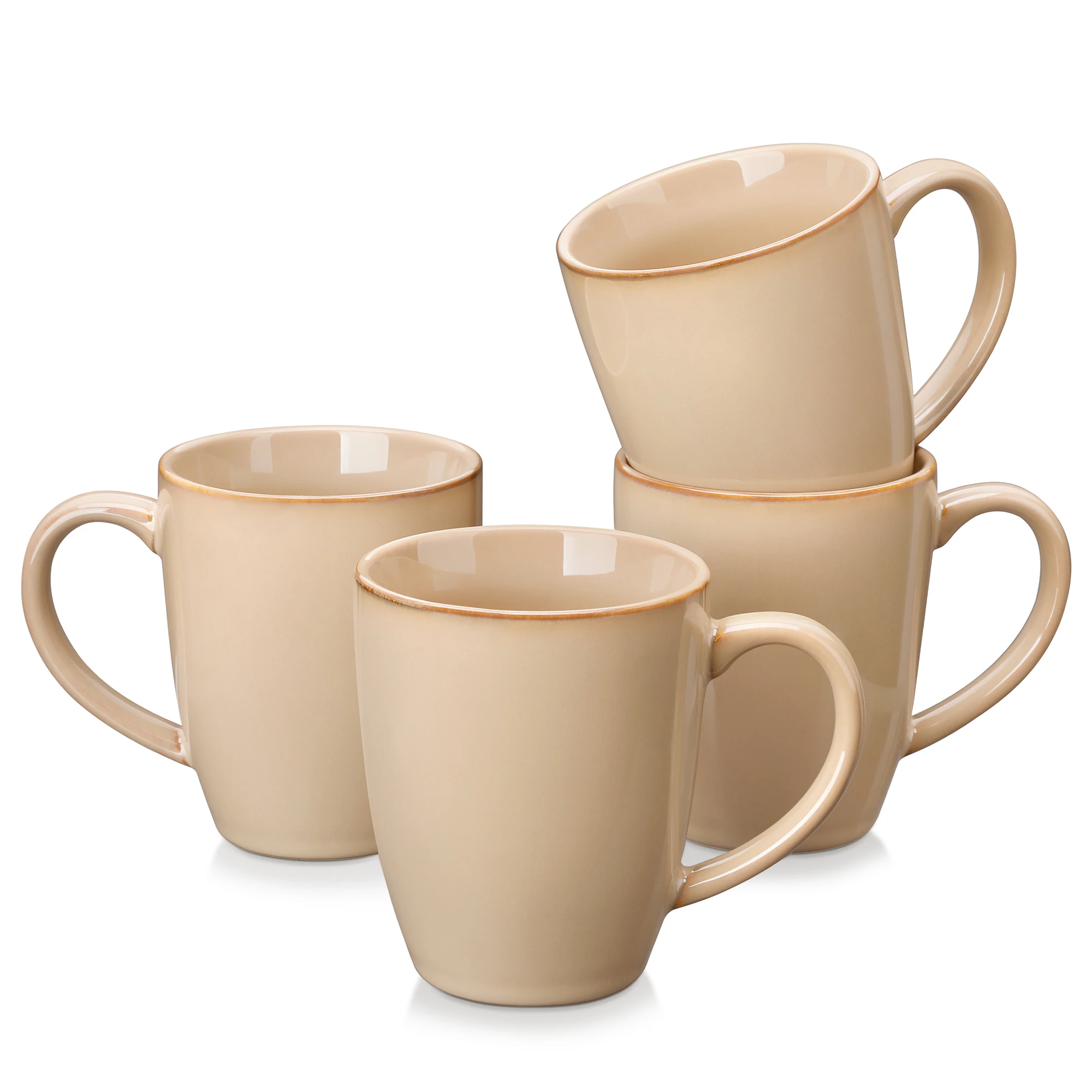 Vancasso 4/8-teiliges 12Oz 16Oz Steinzeug-Kaffeetassen-Set, schwarz-weiße Keramikbecher für Milch/Kaffee/Cappuccino/Tee/Kakao – Detail 12