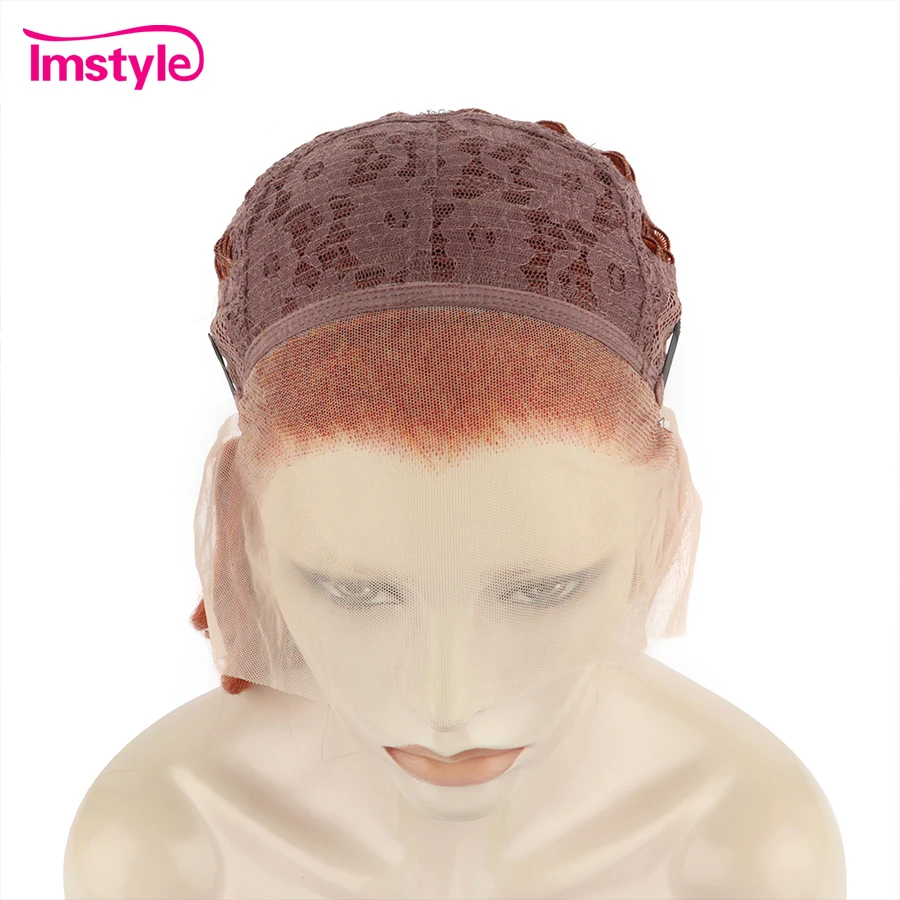 Imstyle Ginger Wig Long Synthetic Lace Front Wig Copper Mixed Color Natural Wavy Wigs For Women Heat Resistant Csplay Wigs