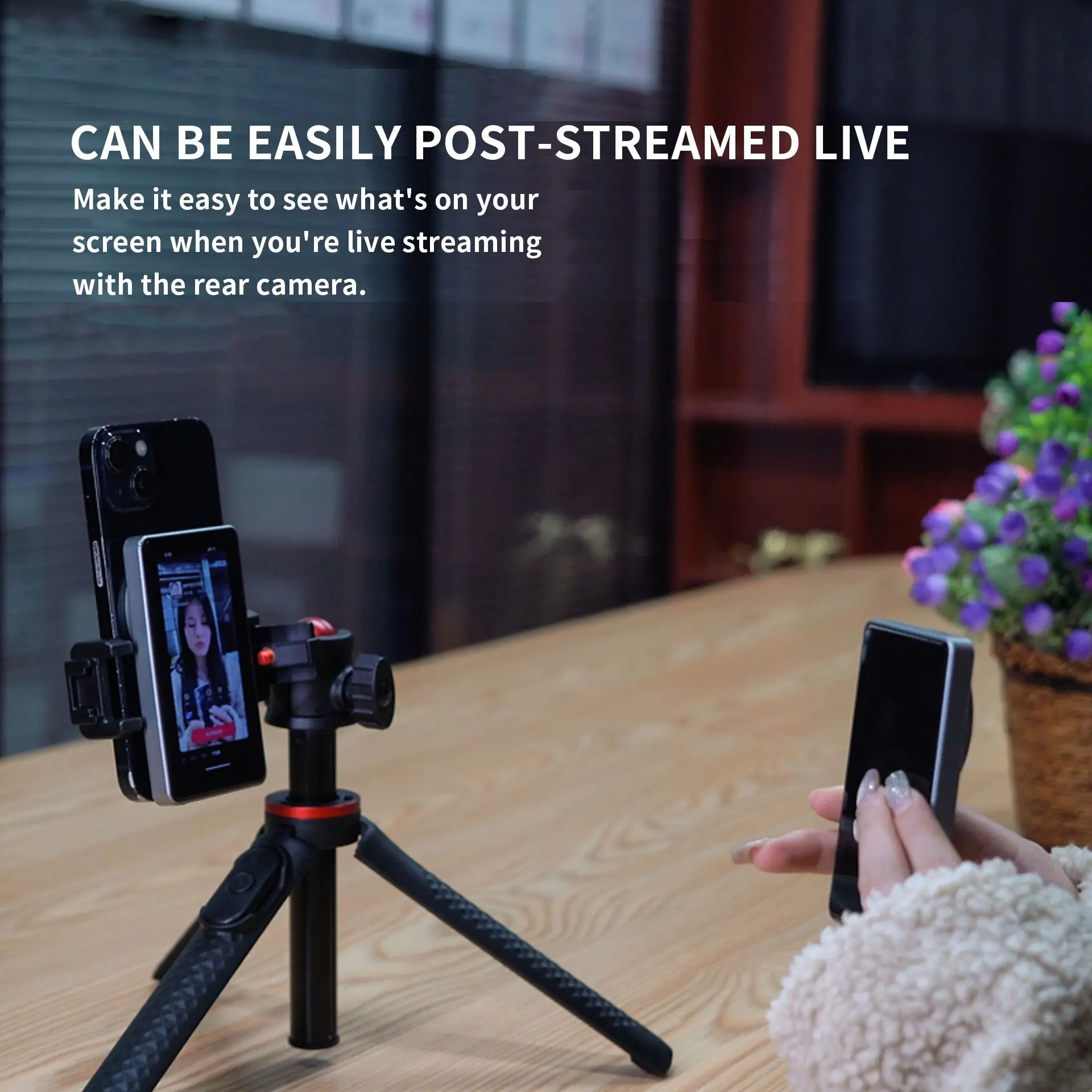 Schermo monitor per smartphone Fotocamera posteriore Schermo monitor selfie magnetico wireless per flusso live Vlog - immagine 5