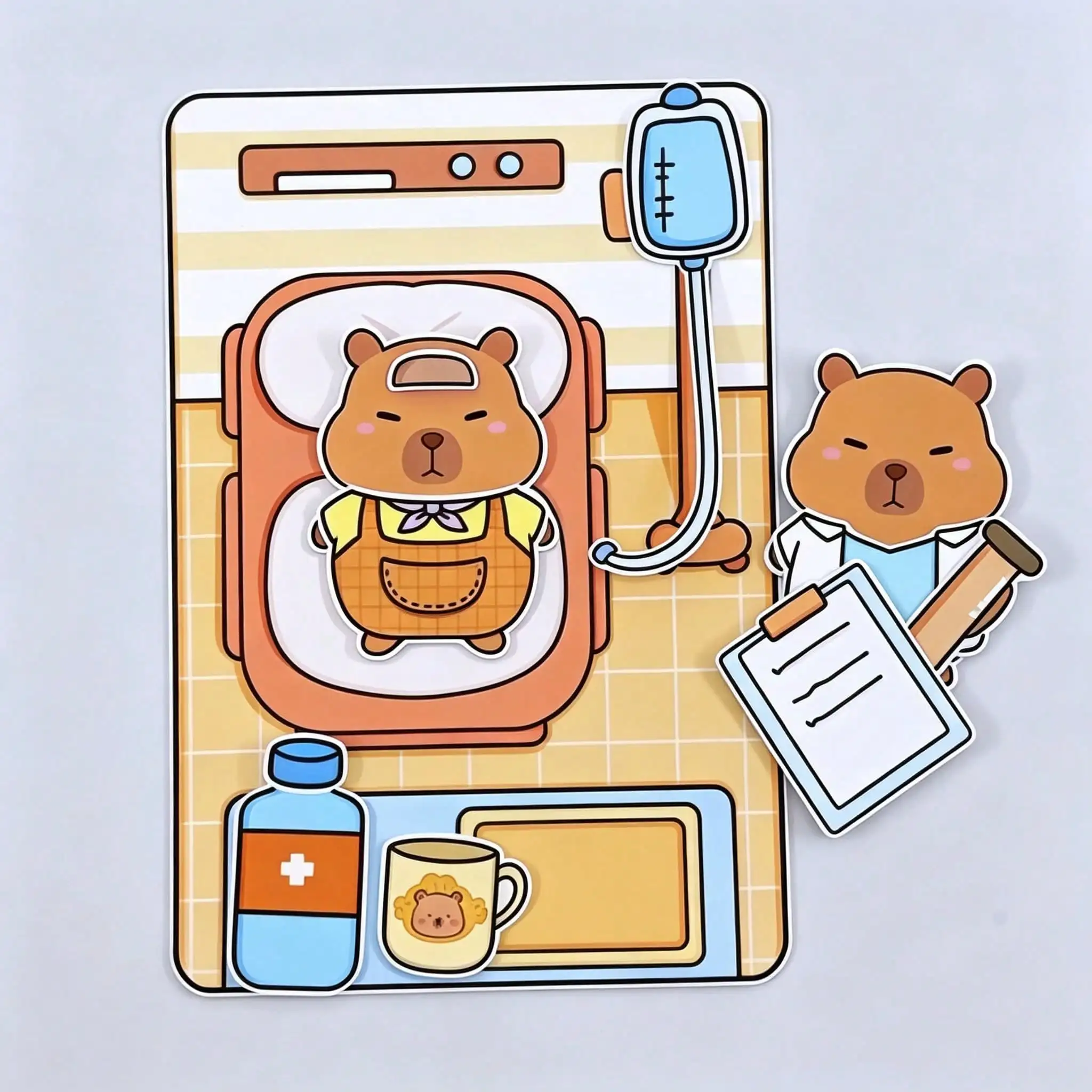Capybara Doctor Interactive Quiet Book DIY Kit - Handmade Educational Toy for Focus and Creative Play