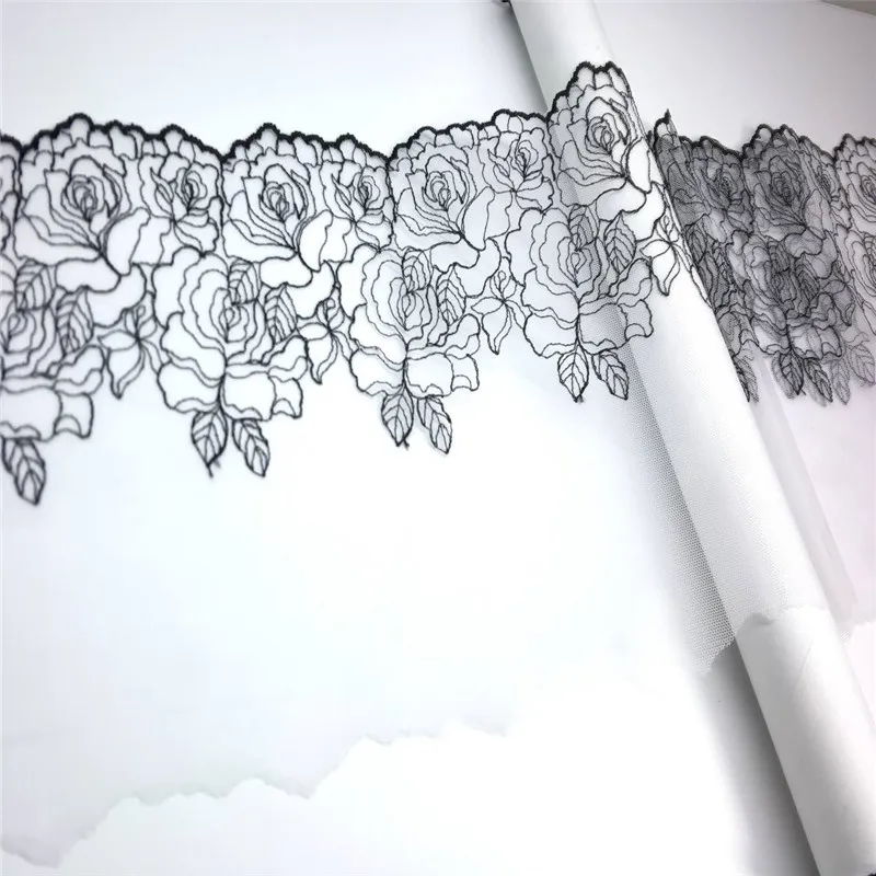Lace Fabric Lace Garment Accessories Lace Sewing Supplies Lace Accessories Lace Sewing Accessories Clothing Craft Accessories Nude Embroidery Lace Fabrics DIY Bra Needle Work Accessories Black Mesh Embroidered Lace For Dress Sewing Crafts