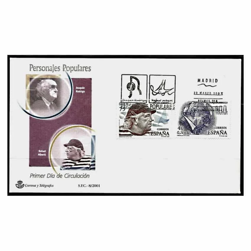 C1688/Spagna 2001, Personaggi Popolari Della Serie Fdc (N) - Edifil Fdc3783-3784