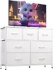 7-Drawer White Dresser - Fabric Storage Tower with Steel Frame & Wood Top for Bedroom/Entryway 1